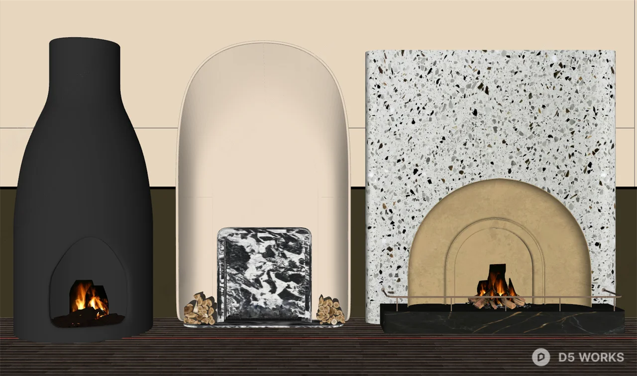 Modern Terrazzo Fireplace 3d model thumbnail 2