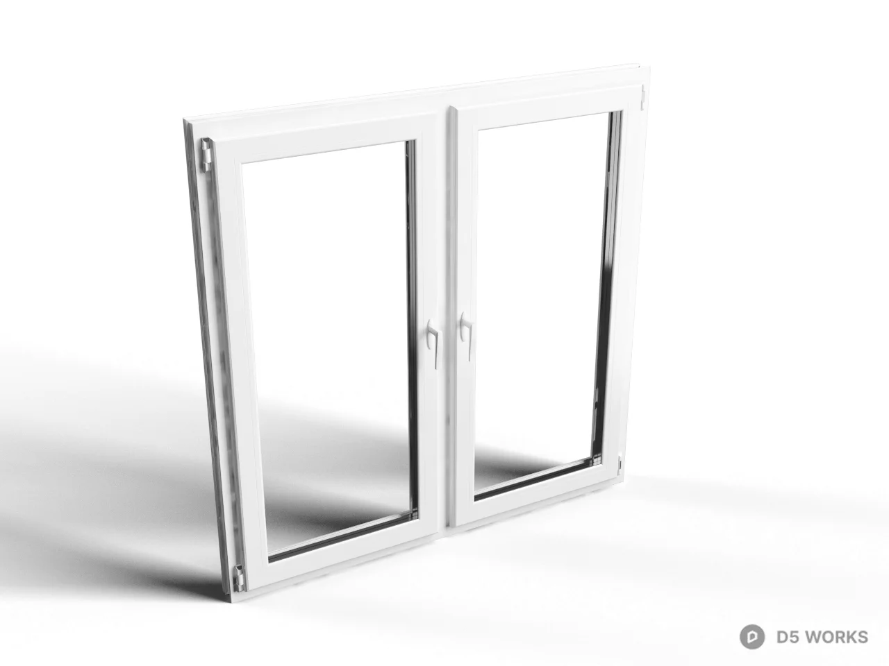 White Casement Window Frame 3d model - Image 1