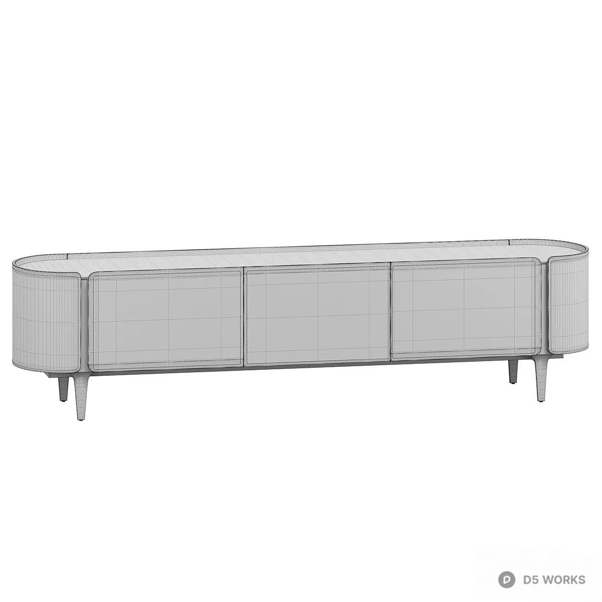 Minimalist Leather TV Cabinet 3d model thumbnail 3