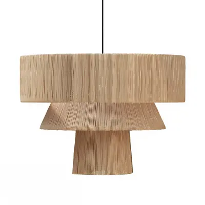 Layered Rattan Pendant Light 3d model