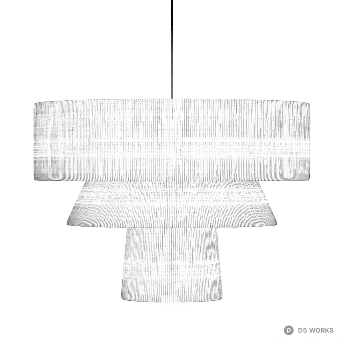 Layered Rattan Pendant Light 3d model thumbnail 2