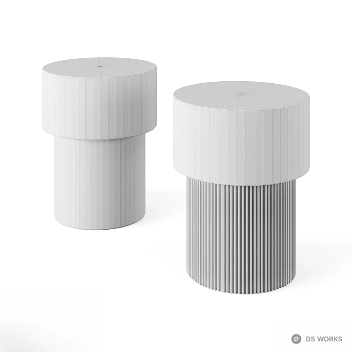 Ribbed Stone Side Table 3d model thumbnail 2