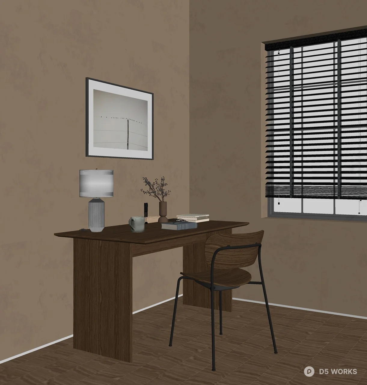 Wabi-Sabi Style Desk & Chair 3d model thumbnail 2