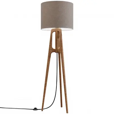 Wooden Tripod Floor Lamp 3d model