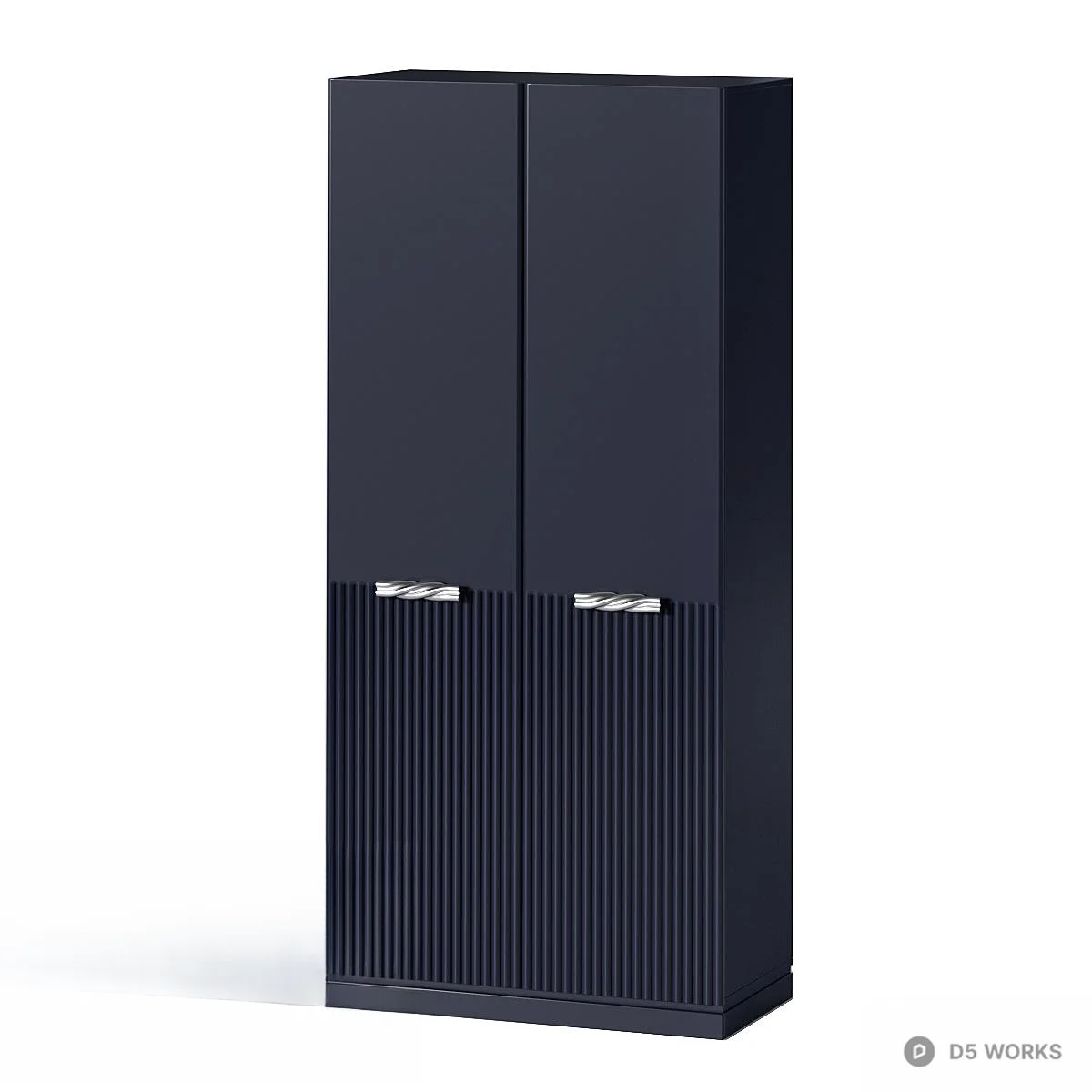 Minimalist Black Wardrobe With Vertical Groove Panel 3d model - Image 1