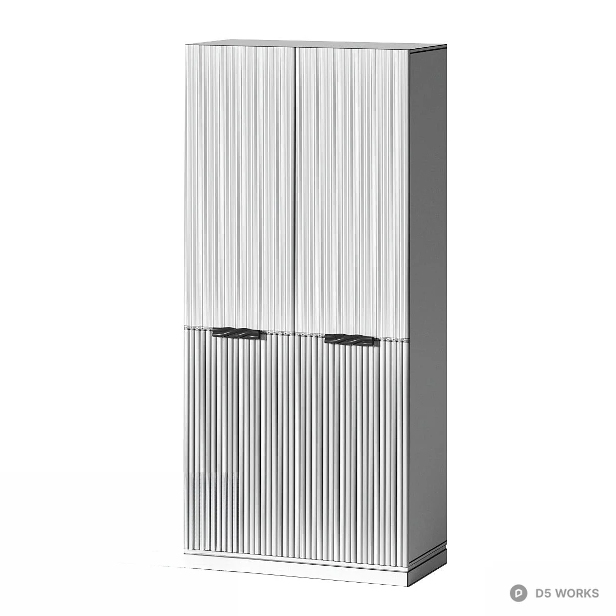 Minimalist Black Wardrobe With Vertical Groove Panel 3d model thumbnail 2