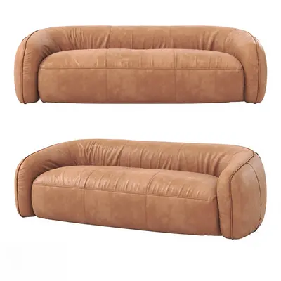 Brown Leather Three Seater Sofa 3d model