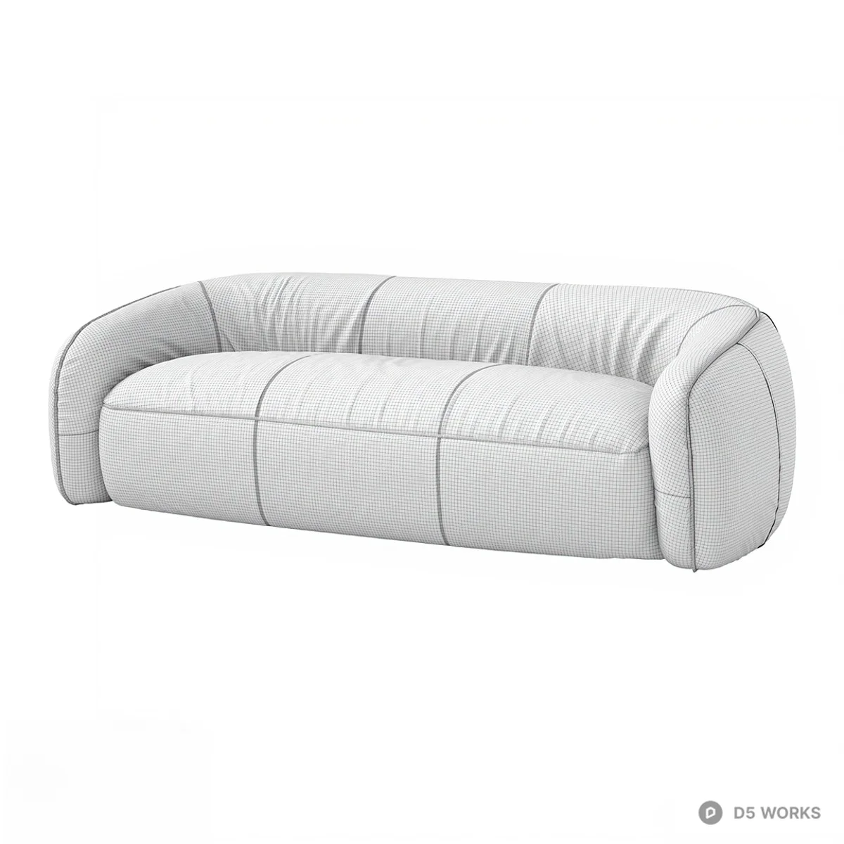 Brown Leather Three Seater Sofa 3d model thumbnail 2