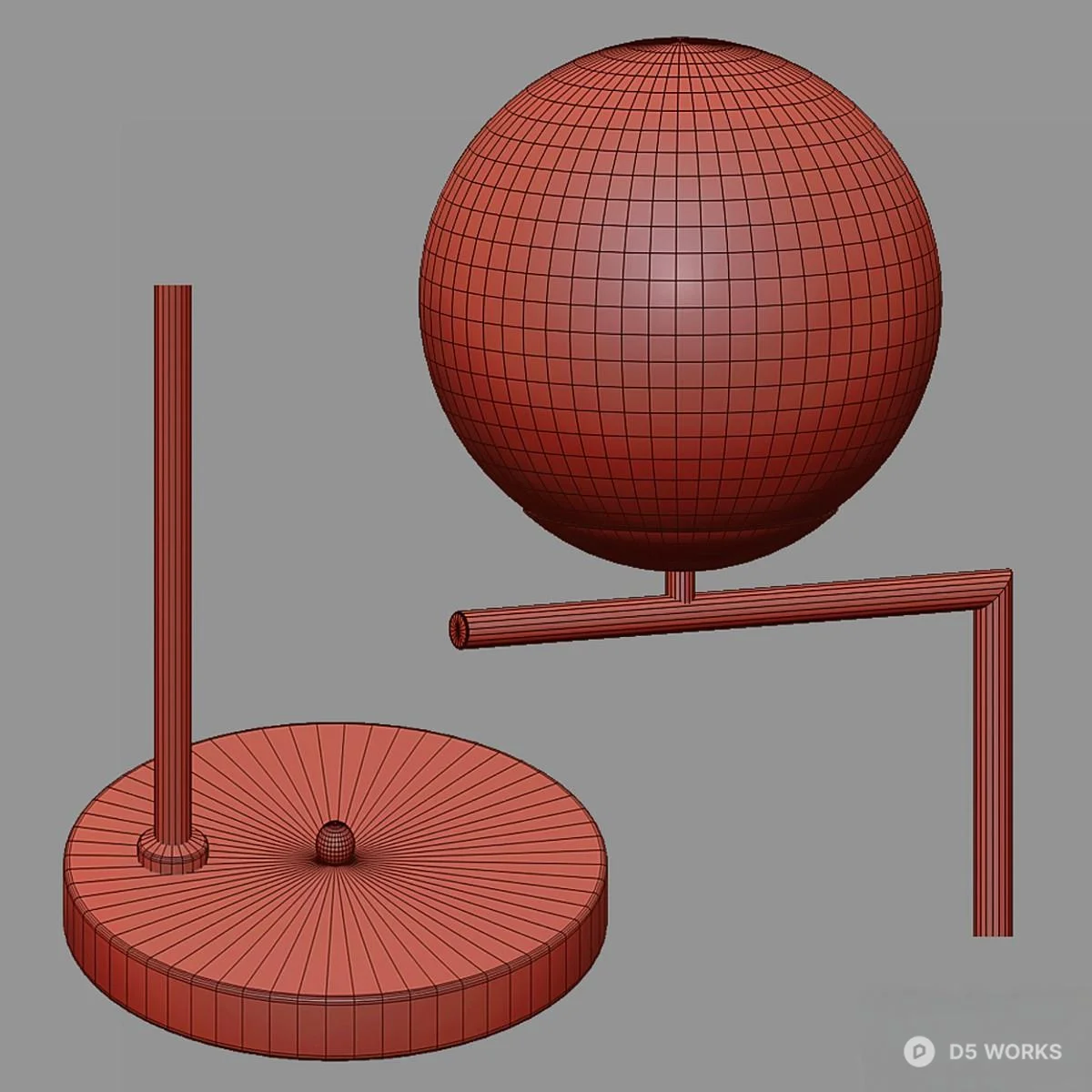 Minimalist Sphere Floor Lamp 3d model thumbnail 2