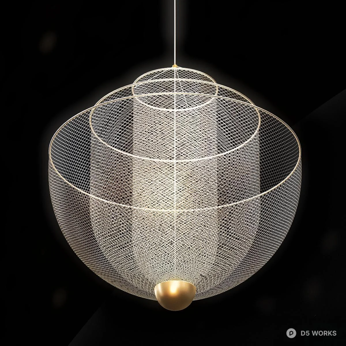 Tiered Wire Mesh Pendant Light 3d model thumbnail 2