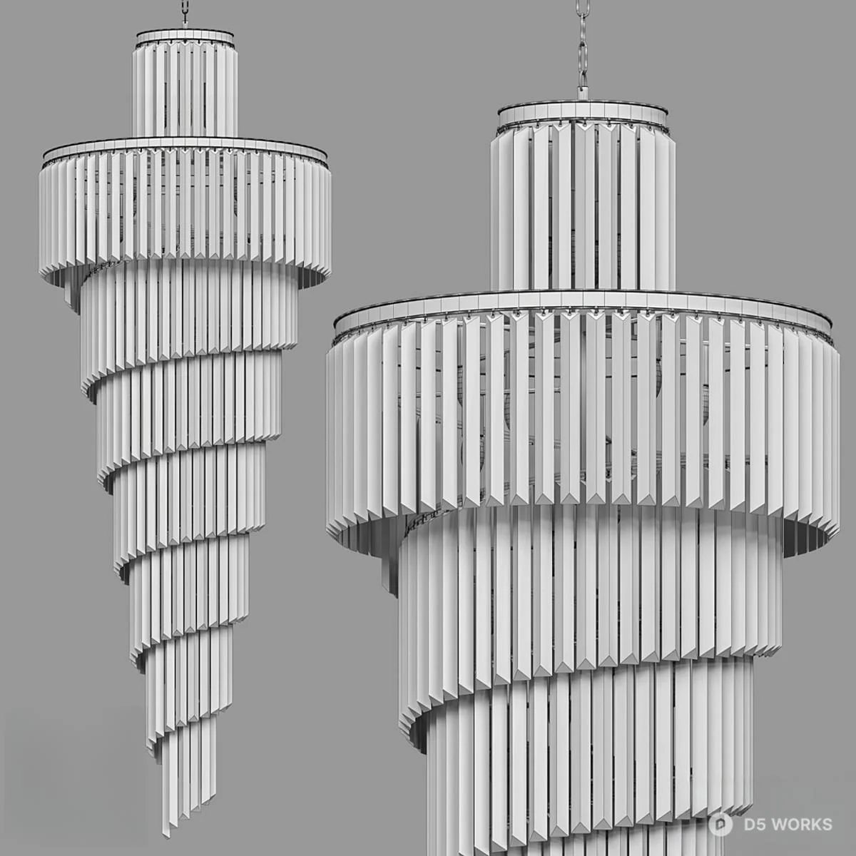 Crystal Tiered Chandelier With Gold Trim 3d model thumbnail 2