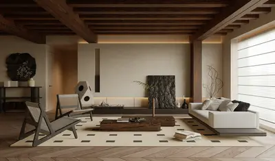 Modern Minimalist Living Room with Warm Ambiance 3d model