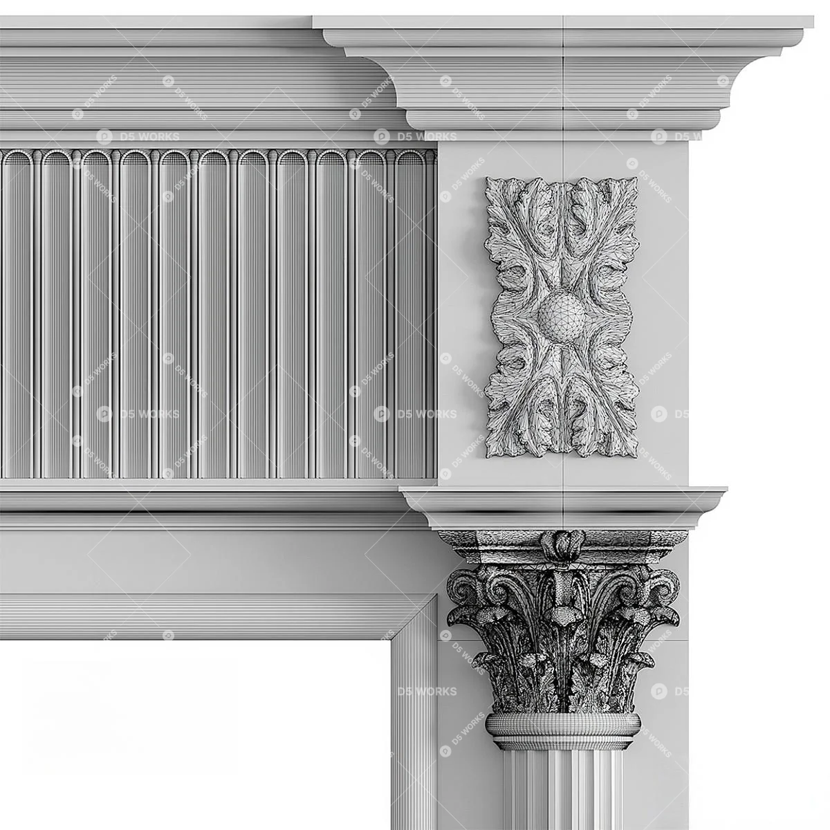 European Fireplace 3d model thumbnail 3