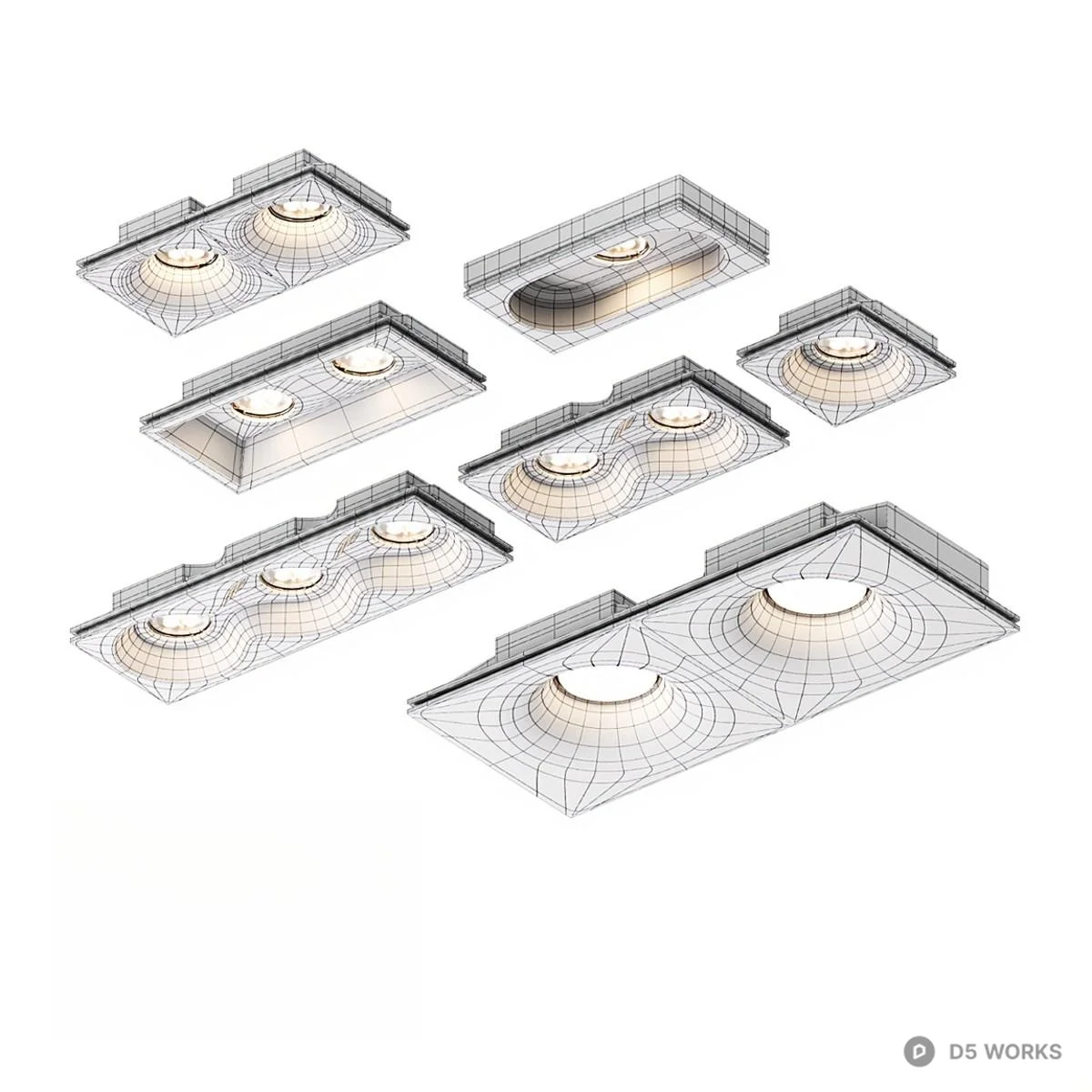 Minimalist Recessed Spotlights 3d model thumbnail 2