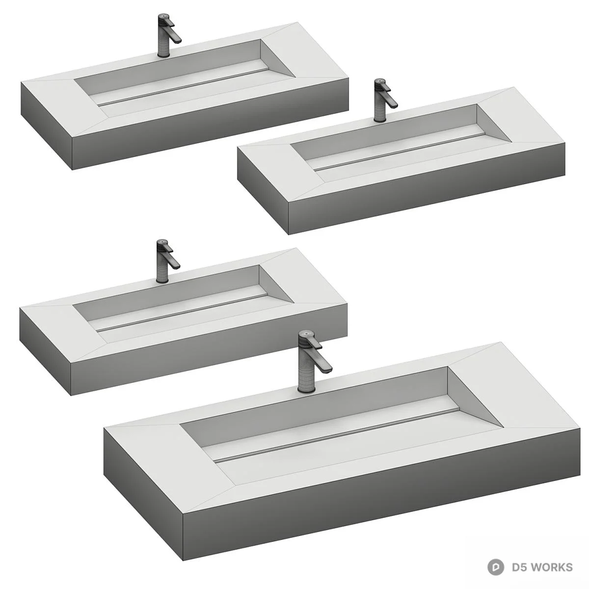Rectangular Stone Basin 3d model thumbnail 2