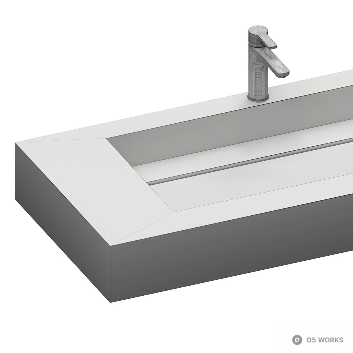 Rectangular Stone Basin 3d model thumbnail 4