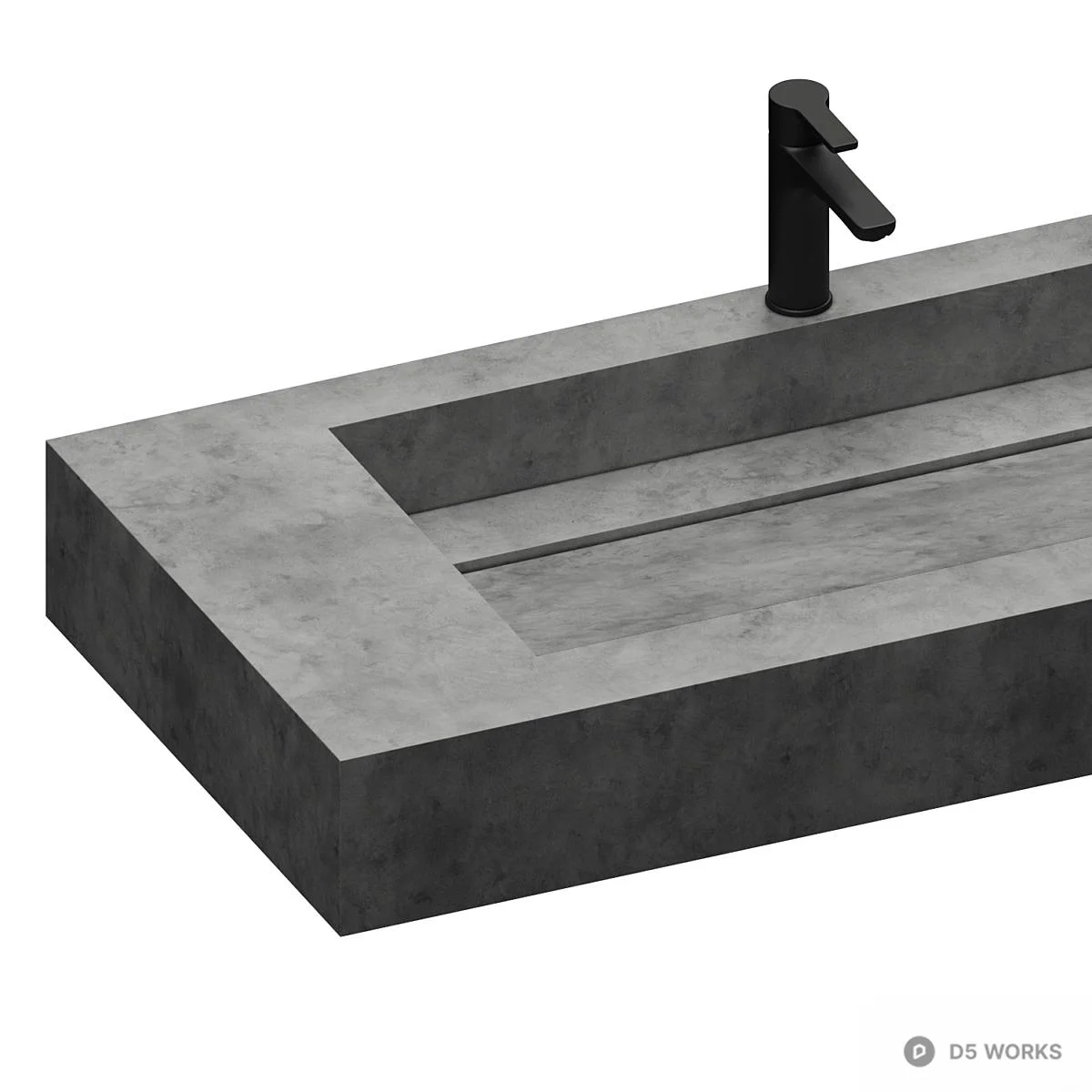 Rectangular Stone Basin 3d model thumbnail 3
