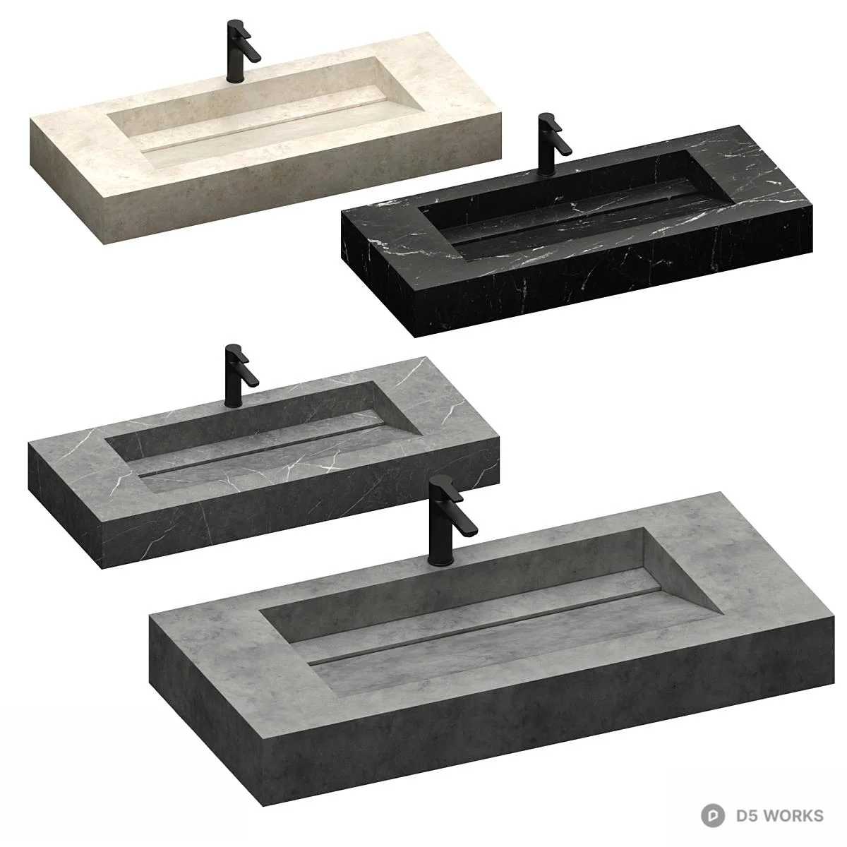 Rectangular Stone Basin 3d model - Image 1