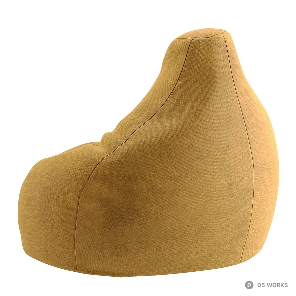 Mustard Fabric Bean Bag Chair 3d model thumbnail 3