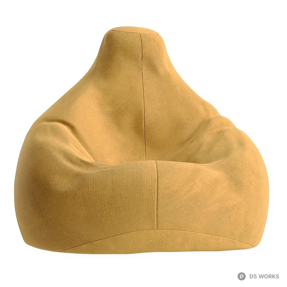 Mustard Fabric Bean Bag Chair 3d model thumbnail 2