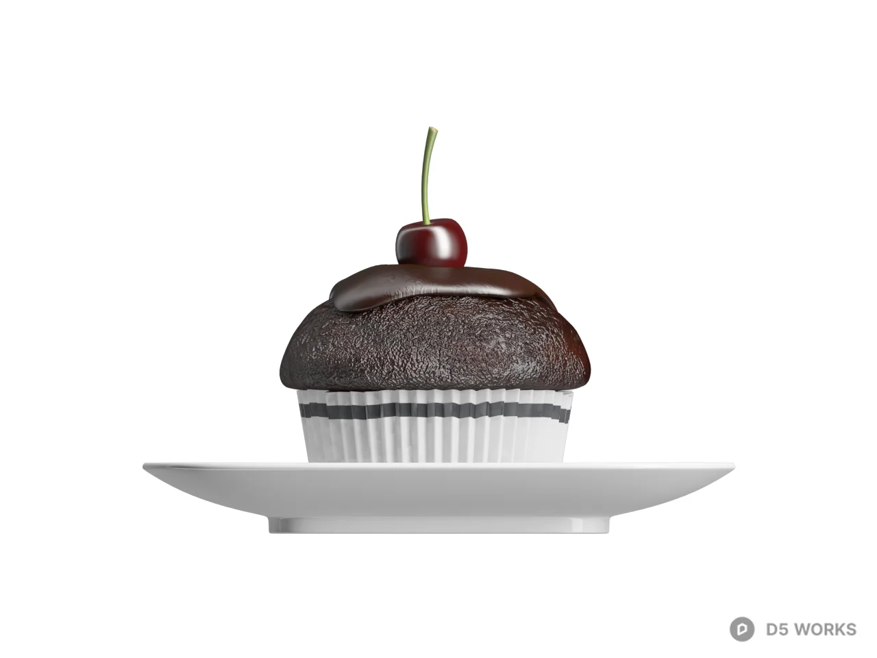 Chocolate Cupcake With Cherry 3d model thumbnail 2
