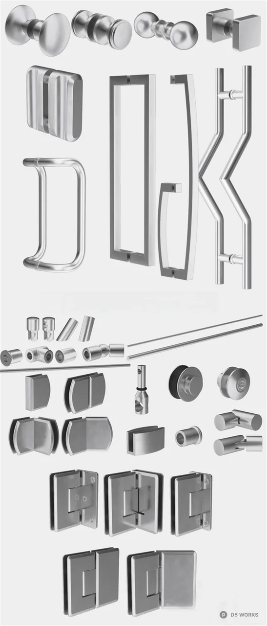 Metallic Hardware Components 3d model - Image 1