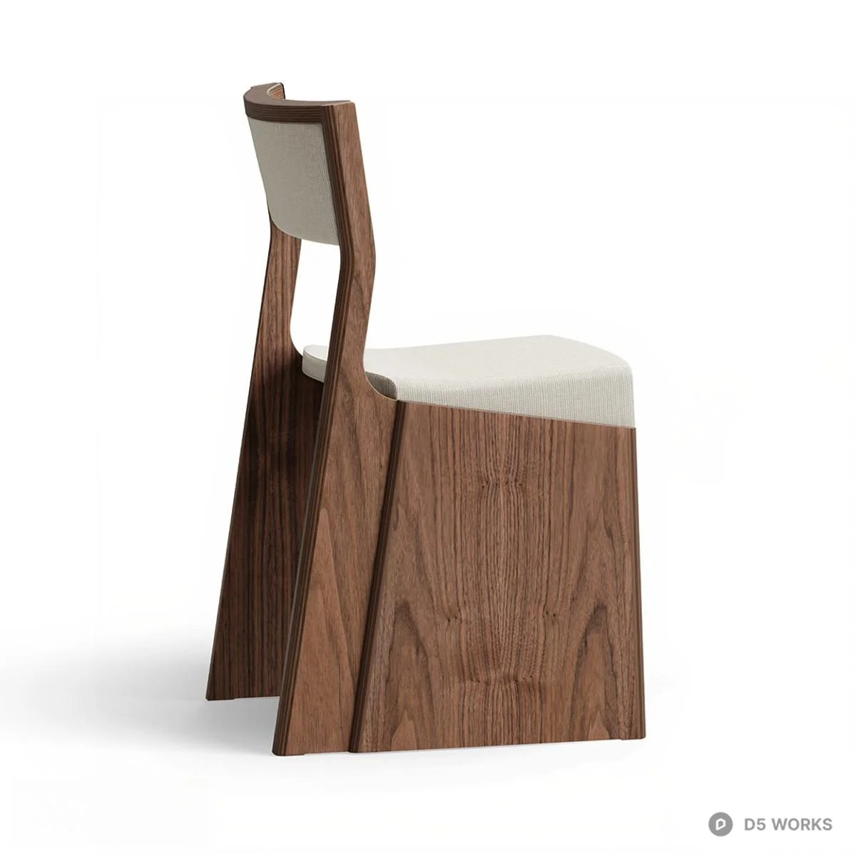Wooden Frame Dining Chair With Upholstered Seat And Back 3d model thumbnail 2