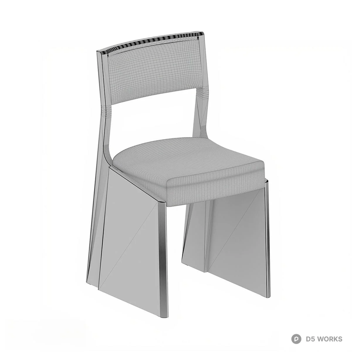 Wooden Frame Dining Chair With Upholstered Seat And Back 3d model thumbnail 4