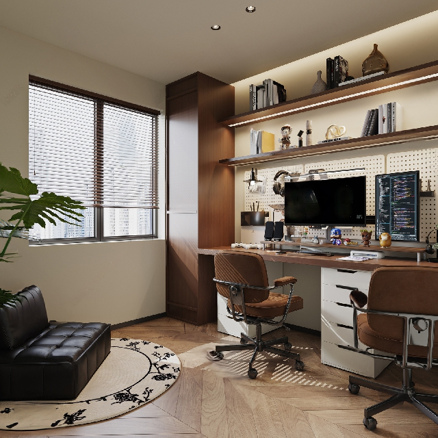 Mid-Century Modern Study Room