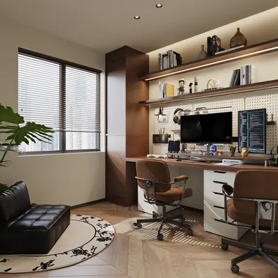 Mid-Century Modern Study Room