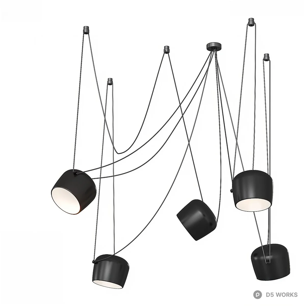 Multi Head Black Pendant Light 3d model - Image 1