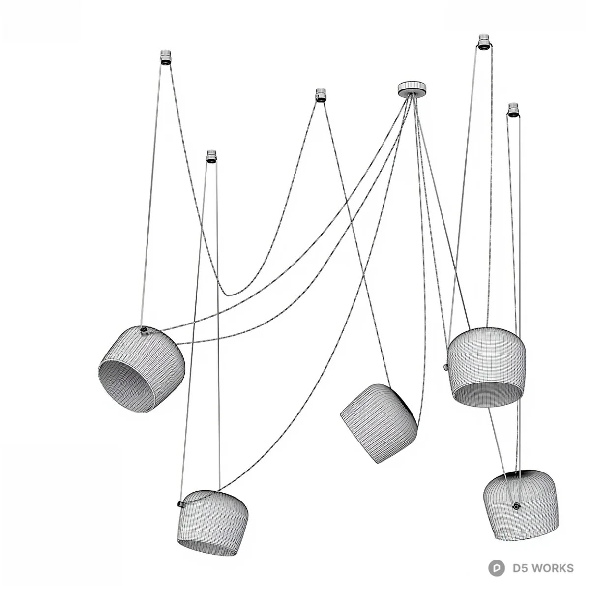 Multi Head Black Pendant Light 3d model thumbnail 2