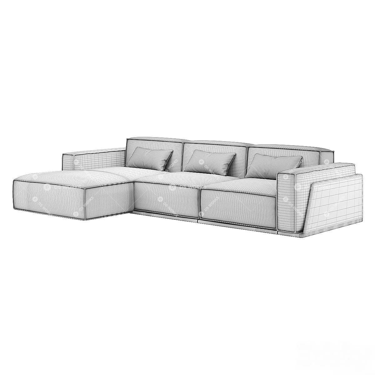 Modern Multi-seater Sofa 3d model thumbnail 2