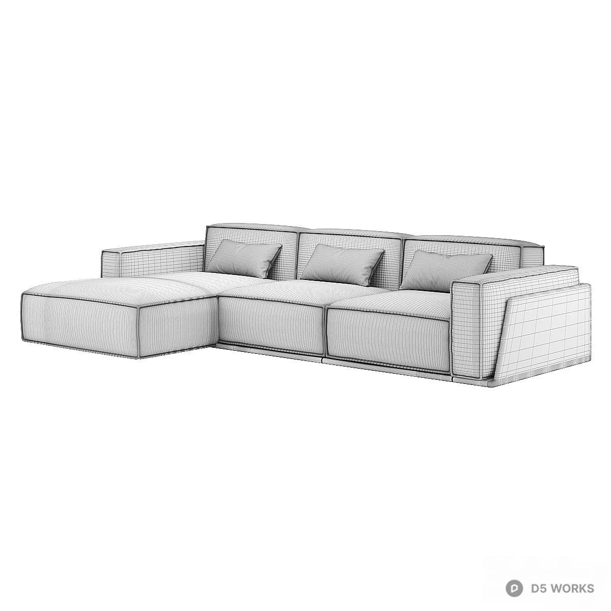 Modern Minimalist Sectional Sofa 3d model thumbnail 2