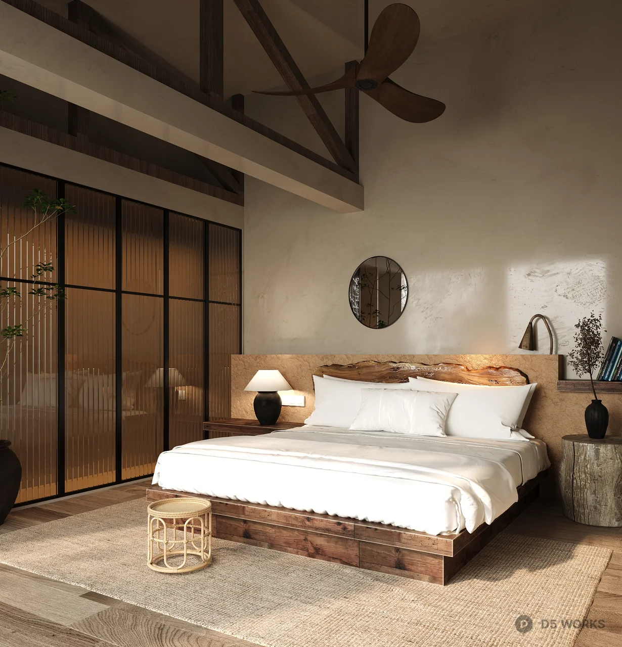Wabi-Sabi Style Minimalist Guesthouse Room 3d model - Image 1