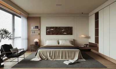 Organic Modern Bedroom with Minimalist Aesthetic 3d model