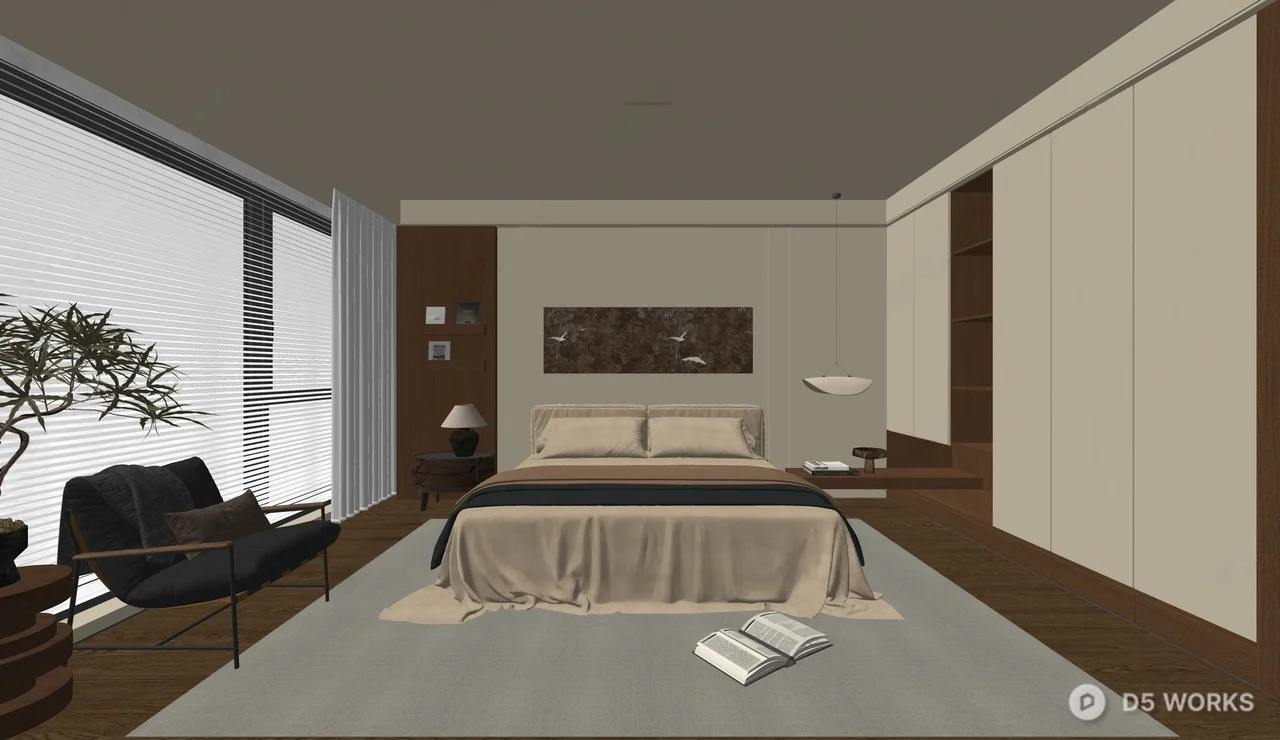 Organic Modern Bedroom with Minimalist Aesthetic 3d model thumbnail 2