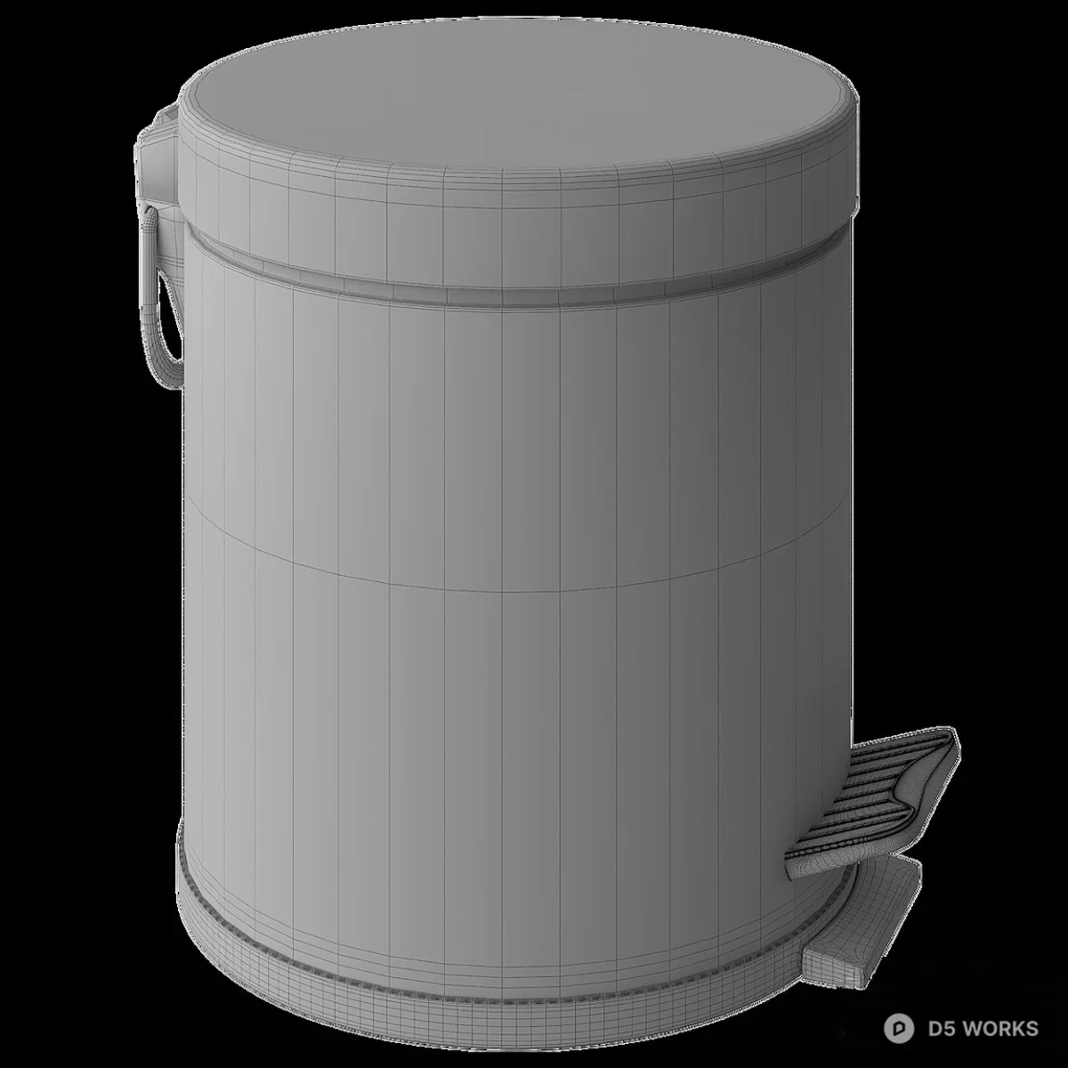 Stainless Steel Pedal Trash Bin 3d model thumbnail 2
