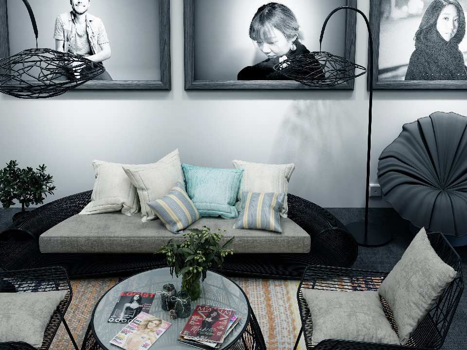 Postmodern Sofa & Side Table Set
