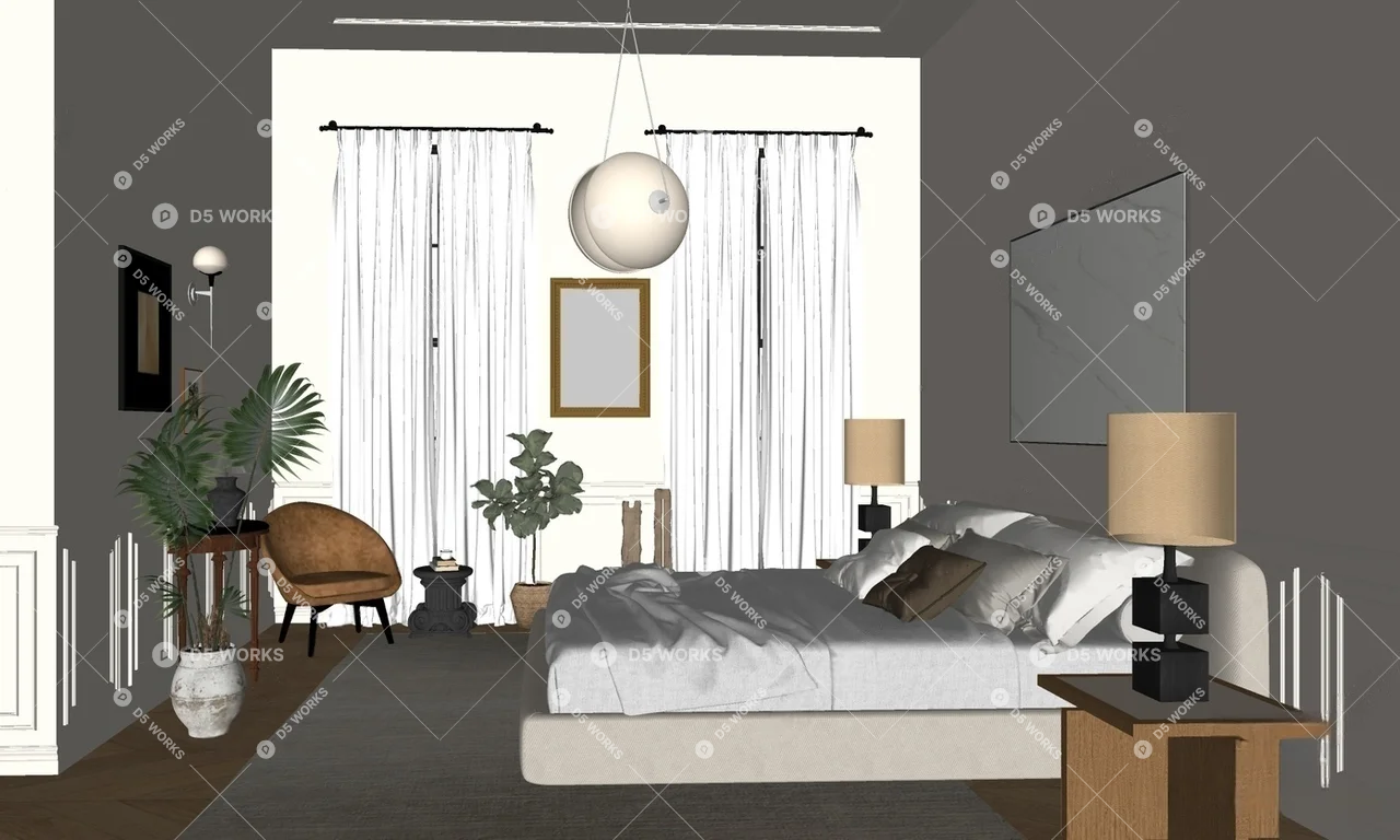 Modern Home Bedroom 3d model thumbnail 2