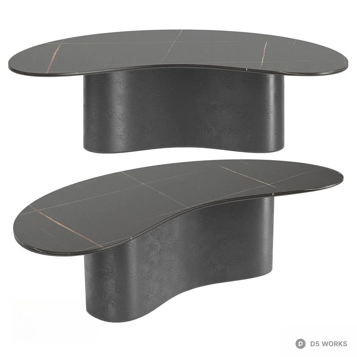 Free Modern Black Stone Dining Table 3D Model .d5a