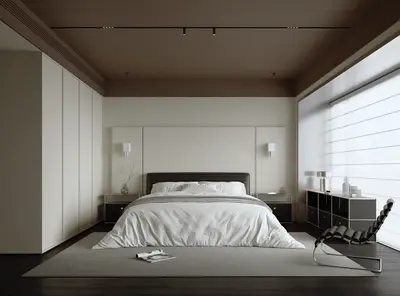 Minimalist Modern Bedroom with Integrated Storage 3d model