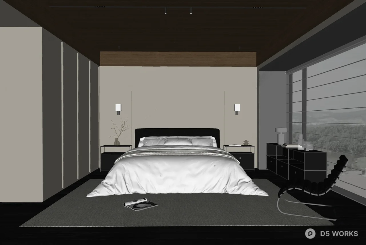 Minimalist Modern Bedroom with Integrated Storage 3d model thumbnail 2