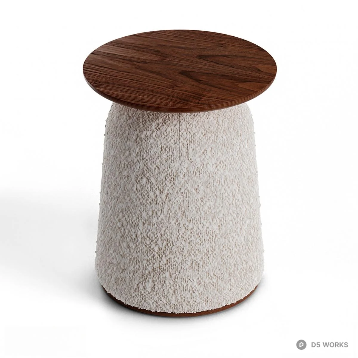 Textured Fabric Side Table With Wooden Top 3d model thumbnail 2