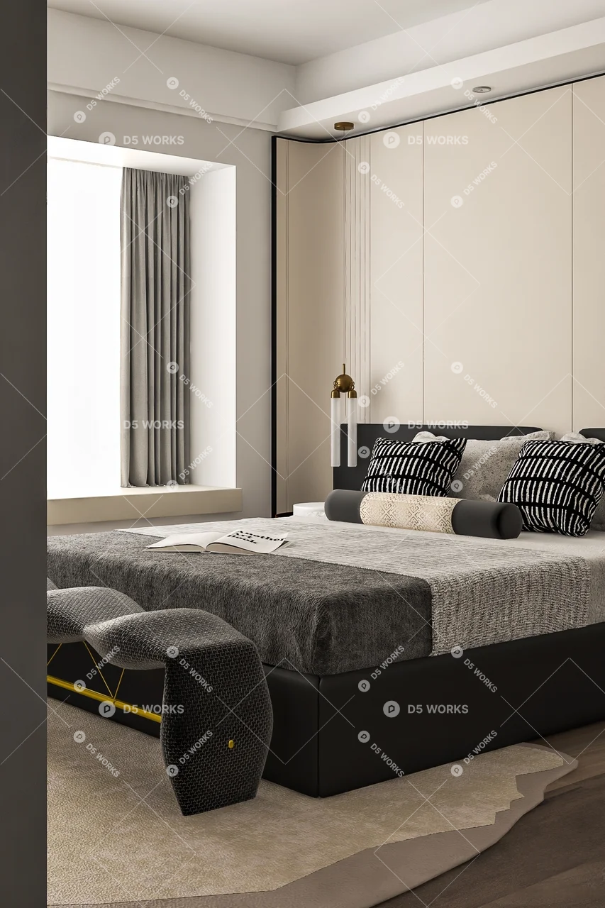 Quiet Luxury Home Bedroom 3d model - Image 1