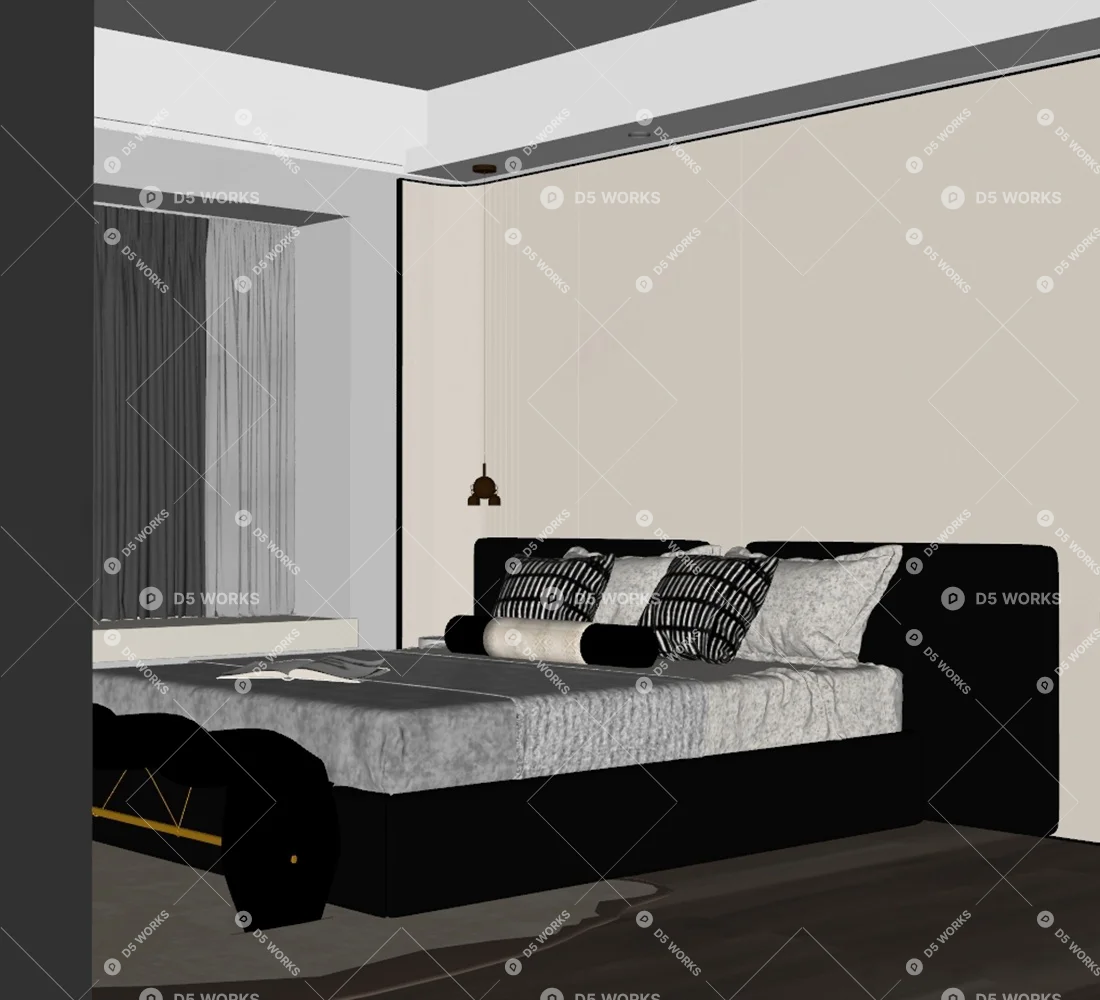 Quiet Luxury Home Bedroom 3d model thumbnail 2