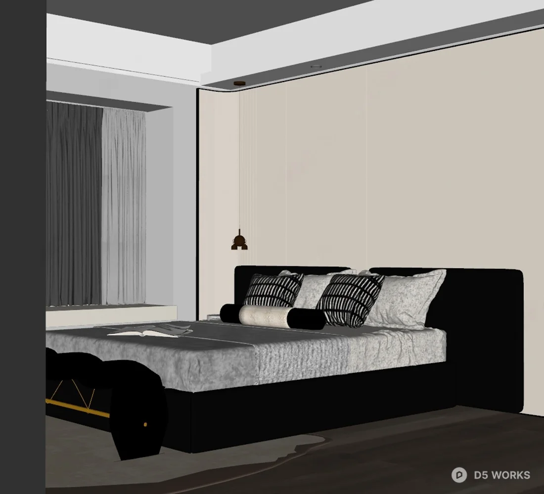 Modern Minimalist Bedroom Cozy Atmosphere 3d model thumbnail 2