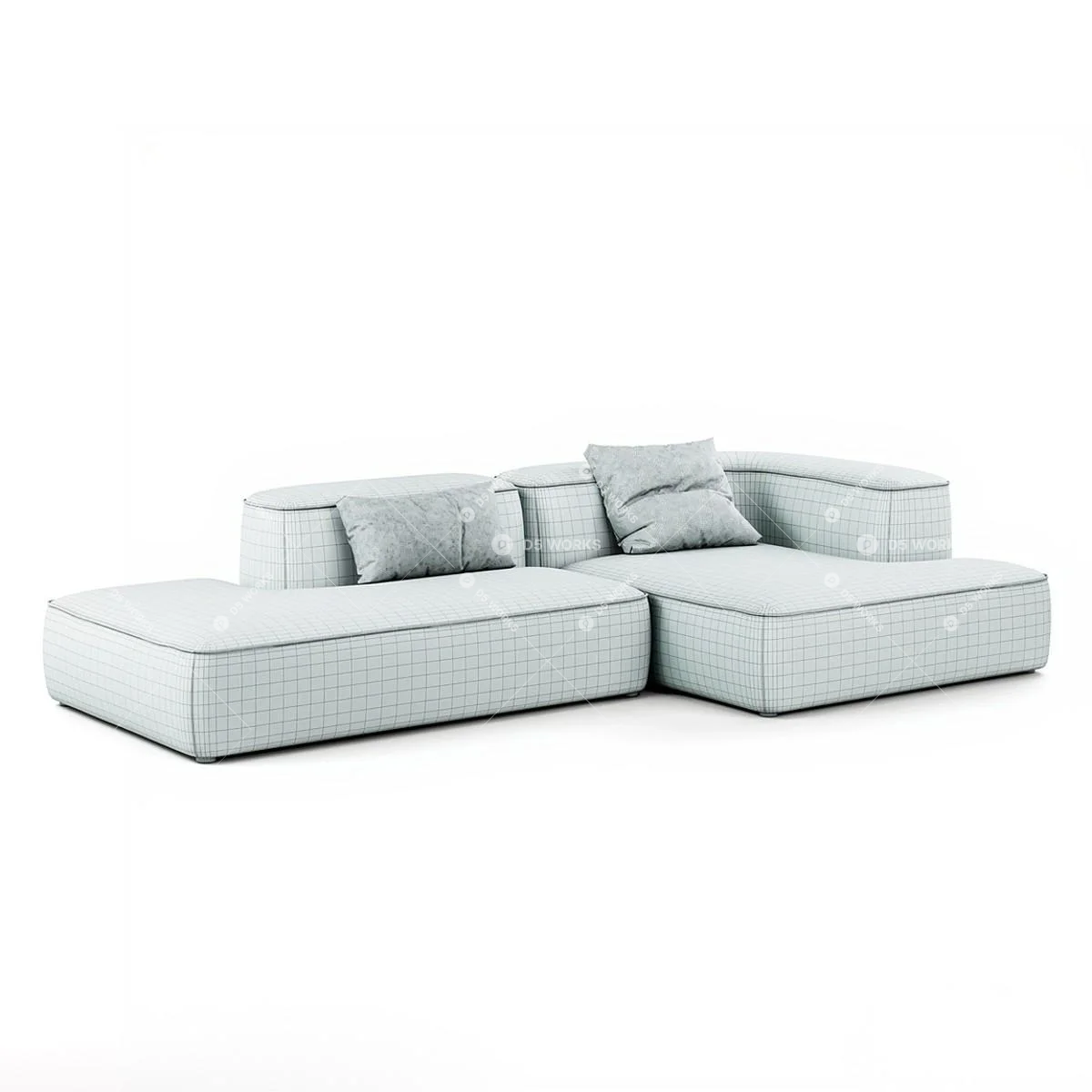 Organic Modern Three-seater Sofa 3d model thumbnail 5