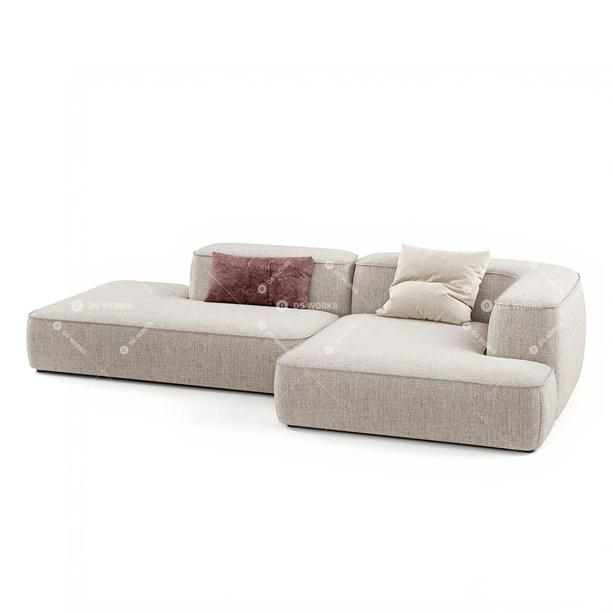 Organic Modern Three-seater Sofa 3d model thumbnail 3