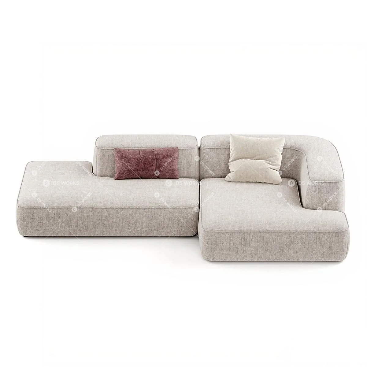 Organic Modern Three-seater Sofa 3d model thumbnail 2